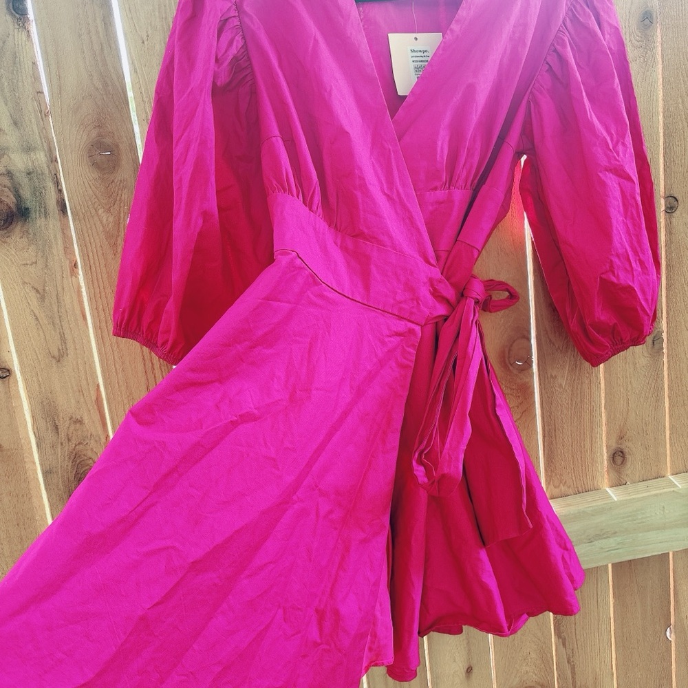 Showpo Bright Pink V-Neck Dress
